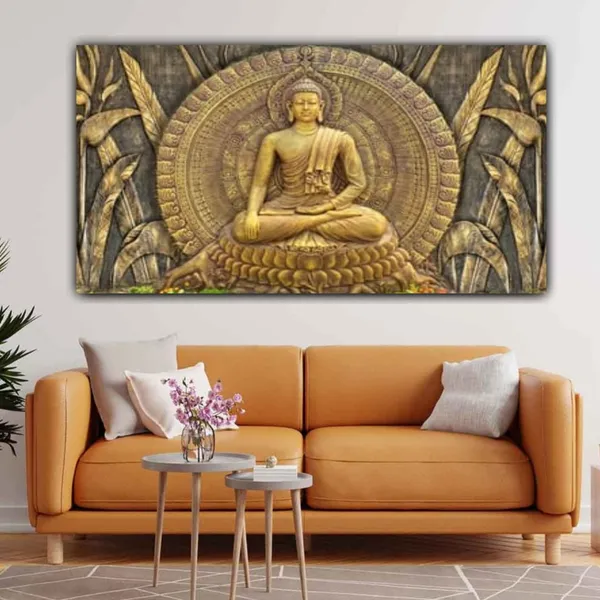 Multicolour_Beautiful_Meditating_Blessing_Buddha_Painting_Canvas_Abstract_Modern_Wall_Art_Big_Large_Size_Paintings_For_Living_Room_(With_Frame)_(48_By_24_Inches_|_120_By_60_Cm)