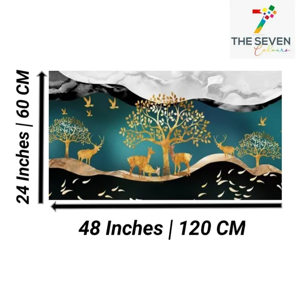 Multicolour_Beautiful_Canvas_Landscape_Paintings_Deer_And_Trees_Abstract_Modern_Wall_Art_Decor_Painting_Frame_For_Living_Room_|_Bedroom_(With_Frame)_(48_By_24_Inches)