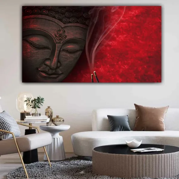 Multicolour_Beautiful_Wall_Art_Buddha_Abstract_Canvas_Painting_For_Living_Room_(With_Wooden_Frame)_(48_By_24_Inches)
