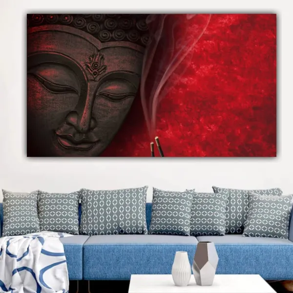 Multicolour_Beautiful_Wall_Art_Buddha_Abstract_Canvas_Painting_For_Living_Room_(With_Wooden_Frame)_(48_By_24_Inches)