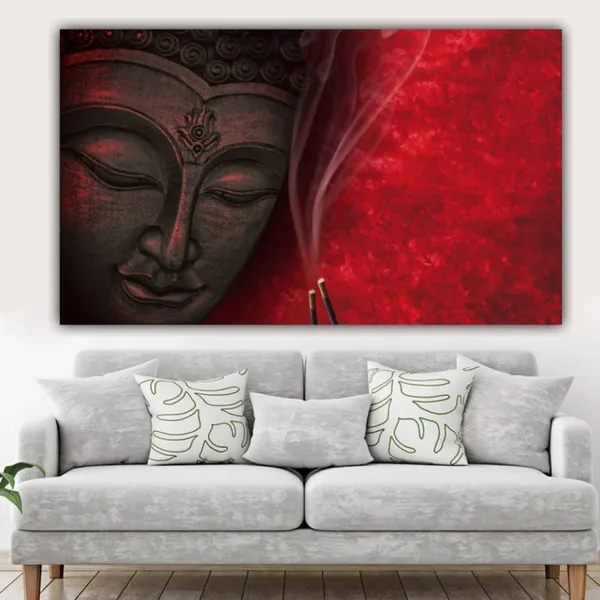 Multicolour_Beautiful_Wall_Art_Buddha_Abstract_Canvas_Painting_For_Living_Room_(With_Wooden_Frame)_(48_By_24_Inches)