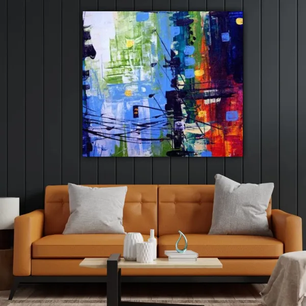 Multicolour_Beautiful_Abstract_Blue_Oil_Painting_Canvas_Abstract_Modern_Wall_Art_Decor_Paintings_For_Living_Room_(With_Frame)_(24_By_24_Inches)