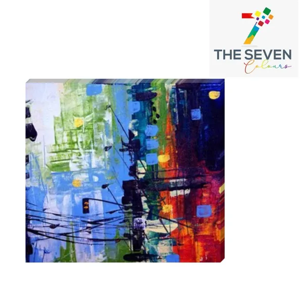 Multicolour_Beautiful_Abstract_Blue_Oil_Painting_Canvas_Abstract_Modern_Wall_Art_Decor_Paintings_For_Living_Room_(With_Frame)_(24_By_24_Inches)