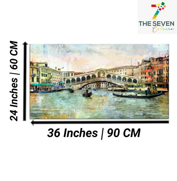 Multicolour_Beautiful_Rialto_Bridge_Canvas_Paintings_For_Living_Room|Bedroom_(With_Frame)_(36_By_24_Inches)