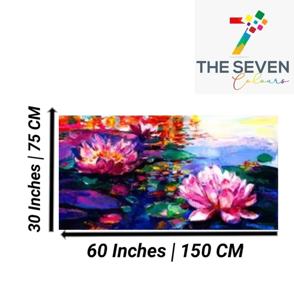 Multicolour_Floral_Canvas_Painting_Frame_Wall_Decor_For_Living_Room,_Lotus_Flower_Painting_|_Big_Large_Size_Wall_Painting_Frame_|_Canvas_Painting_(Ready_To_Hang)_(60_By_30_Inches)