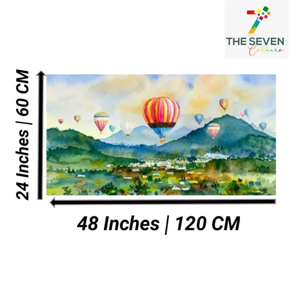 Multicolour_Beautiful_Canvas_Paintings_Hot_Air_Balloon_Landscape_Modern_Wall_Art_Painting_Large_Size_For_Living_Room_|_Bedroom_(With_Wooden_Frame)_(48_By_24_Inches)