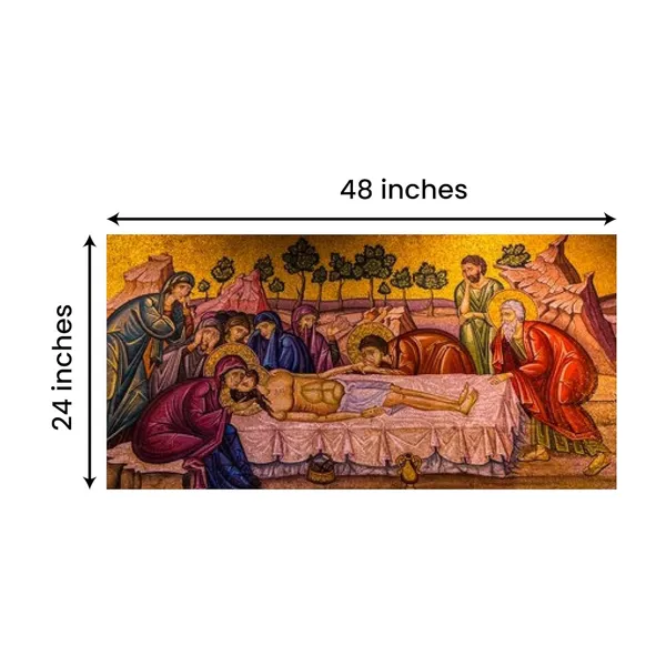 Multicolour_Beautiful_Jerusalem_The_Mosaic_Of_Anointing_Scene_Over_Stone_Of_Anointing_In_Church_Of_The_Holy_Sepulchre_Canvas_Painting_Wall_Frame_(Ready_To_Hang)_(48_By_24_Inches)