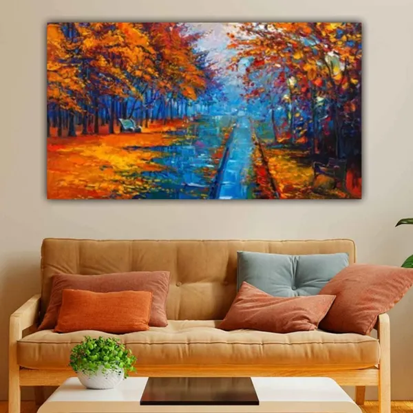 Multicolour_Beautiful_Autumn_Trees_Forest_Landscape_Paintings_Canvas_Modern_Wall_Art_Decor_Big_Large_Size_Paintings_For_Living_Room_(With_Wooden_Frame)_(60_By_30_Inches)