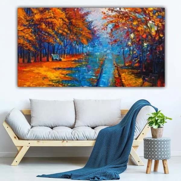 Multicolour_Beautiful_Autumn_Trees_Forest_Landscape_Paintings_Canvas_Modern_Wall_Art_Decor_Big_Large_Size_Paintings_For_Living_Room_(With_Wooden_Frame)_(60_By_30_Inches)
