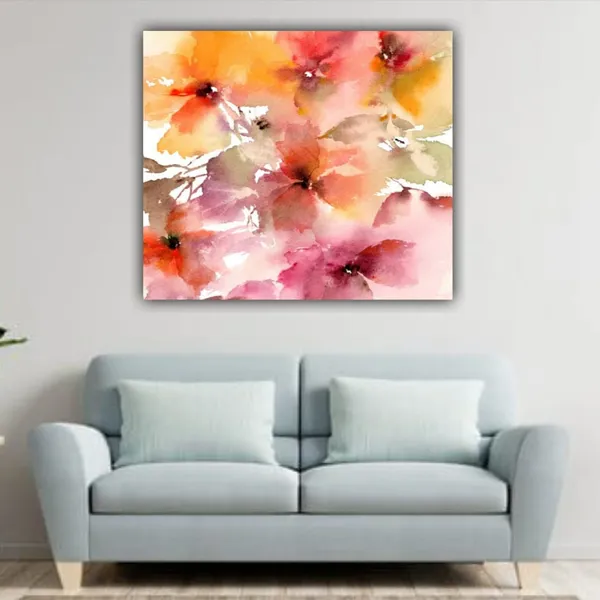Multicolour_Beautiful_Flower_Painting_Canvas_Abstract_Modern_Art_Wall_Decor_For_Living_Room_|_Bedroom_(24_By_24_Inches_|_120_By_60_Cm)_(With_Frame)