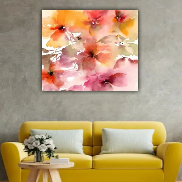 Multicolour_Beautiful_Flower_Painting_Canvas_Abstract_Modern_Art_Wall_Decor_For_Living_Room_|_Bedroom_(24_By_24_Inches_|_120_By_60_Cm)_(With_Frame)