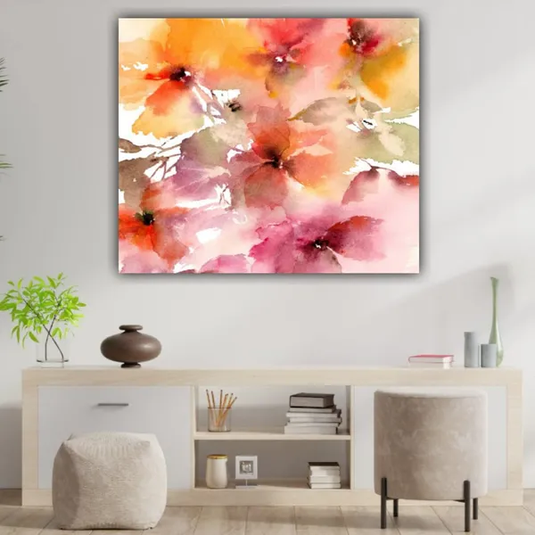 Multicolour_Beautiful_Flower_Painting_Canvas_Abstract_Modern_Art_Wall_Decor_For_Living_Room_|_Bedroom_(24_By_24_Inches_|_120_By_60_Cm)_(With_Frame)