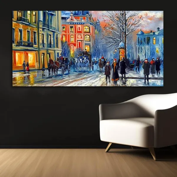 Multicolour_Beautiful_Landscape_Old_City_In_Winter_Canvas_Painting_Wall_Frame_Wall_Decor_For_Living_Room_|_Modern_Art_Canvas_Painting_(Ready_To_Hang)_(60_By_30_Inches)