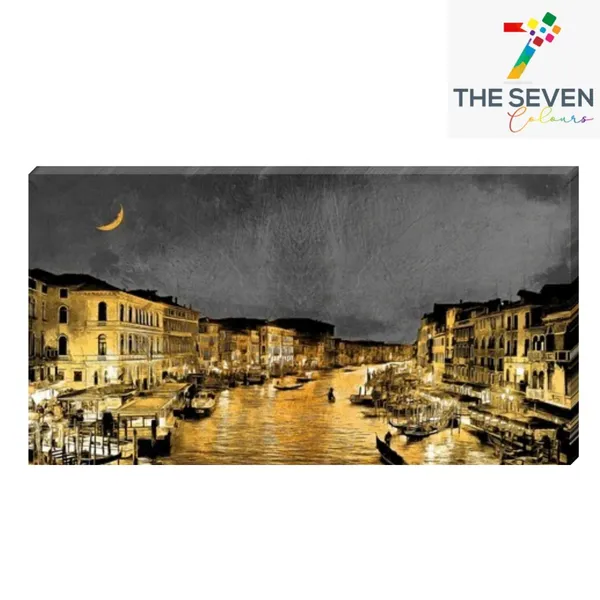 Multicolour_Beautiful_Venice_City_Italy_Night_Landscape_Painting_Canvas_Modern_Wall_Art_Decor_Big_Large_Size_Paintings_For_Living_Room_(With_Frame)_(48_By_24_Inches)