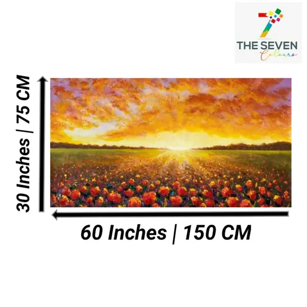 Multicolour_Beautiful_Sunrise_In_Sunflower_Field_Landscape_Painting_Canvas_Abstract_Modern_Wall_Art_Decor_Big_Large_Size_Paintings_For_Living_Room_(With_Wooden_Frame)_(60_By_30_Inches)
