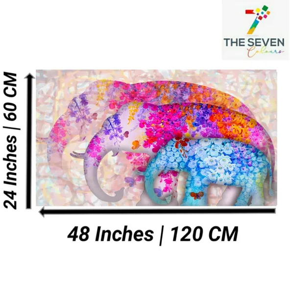Multicolour_Beautiful_Canvas_Pain_Ting_Multicoloured_Elephant_Family_Abstract_Paintings_For_Living_Room_|_Bedroom_|_Office_Walls_Big_Size_(With_Frame)_(48_By_24_Inches)