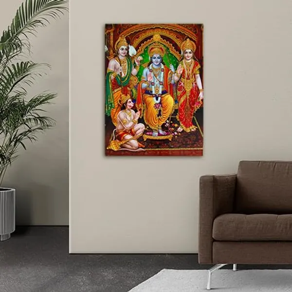 Multicolour_Beautiful_Ramdarbar_With_Shri_Ram,_Sita_Mata,_Laxamnji,_Hanuman_Ji_Canvas_Painting_Wall_Frame_Wall_Decor_For_Living_Room,_Modern_Art_Painting_(Ready_To_Hang)_(20_By_30_Inches)