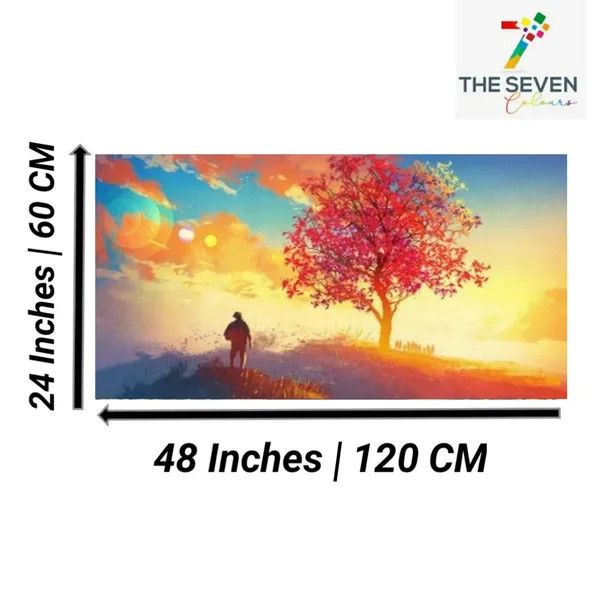 Multicolour_Beautiful_Canvas_Landscape_Painting_A_Pink_Tree_In_Autumn_Abstract_Modern_Wall_Art_Decor_Big_Large_Size_Paintings_For_Living_Room_(48_By_24_Inches)_(With_Wooden_Frame)