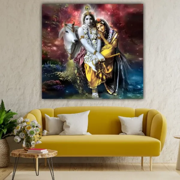 Multicolour_Beautiful_Canvas_Madhubani_Radha_Krishna_Painting_With_Frame_For_Living_Room_Wall_Decor_Big_Size_Large_Photo_Home_Decoration_|_Bedroom_|_Office_Walls_|_Gifts_(24X24_Inches)