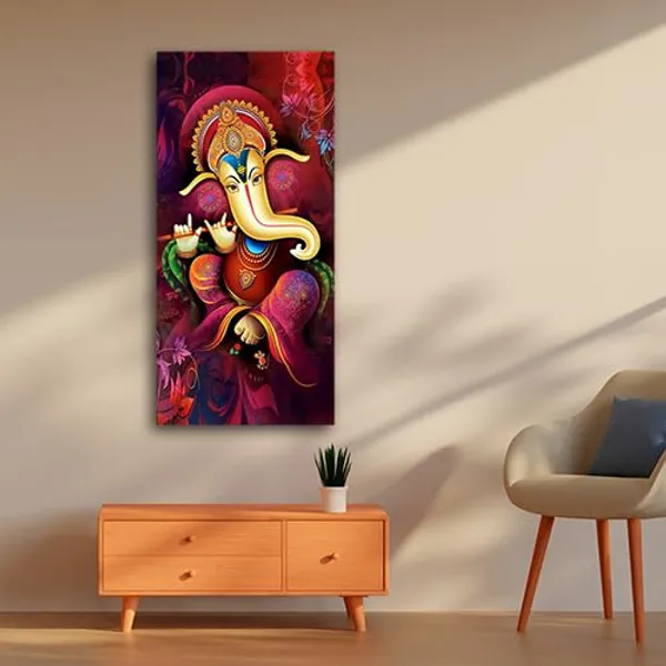 Multicolour_Beautiful_Lord_Ganesha_Painting_Canvas_Wall_Frame_For_Living_Room_Wall_Decor_|_Lord_Ganesh_Ji_Ganpati_Painting_With_Frame_|_Canvas_Painting_(Ready_To_Hang)_(24_By_48_Inches)