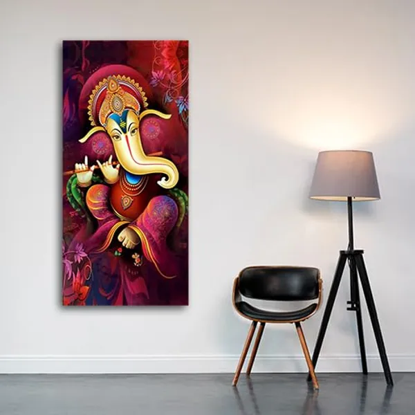 Multicolour_Beautiful_Lord_Ganesha_Painting_Canvas_Wall_Frame_For_Living_Room_Wall_Decor_|_Lord_Ganesh_Ji_Ganpati_Painting_With_Frame_|_Canvas_Painting_(Ready_To_Hang)_(24_By_48_Inches)