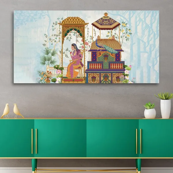 Multicolour_Indian_Mughal_Art_Canvas_Painting_Wall_Frame,_Big_Size_Canvas_Painting_With_Frame_|_Canvas_Painting_|_Ancient_Indian_Mughal_Painting_(Ready_To_Hang)_(60_By_30_Inches)