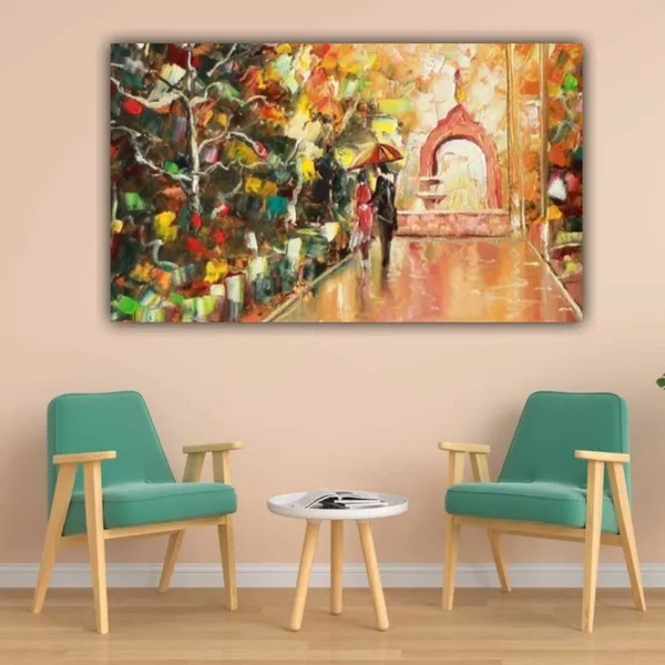 Multicolour_Beautiful_Canvas_Paintings_Couples_Walking_In_Rain_Abstract_Modern_Wall_Art_Decor_Big_Large_Size_Landscape_Paintings_For_Living_Room_(48_By_24_Inches)_(With_Wooden_Frame)