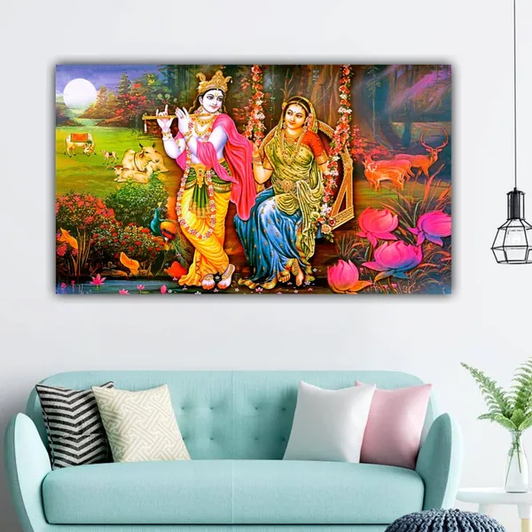 Multicolour_Beautiful_Madhubani_Radha_Krishna_Painting_With_Frame_For_Living_Room_Wall_Decor_Big_Size_Large_Photo_Home_Decoration_|_Bedroom_|_Office_Walls_(48_By_24_Inches)