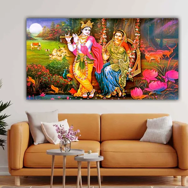 Multicolour_Beautiful_Madhubani_Radha_Krishna_Painting_With_Frame_For_Living_Room_Wall_Decor_Big_Size_Large_Photo_Home_Decoration_|_Bedroom_|_Office_Walls_(48_By_24_Inches)