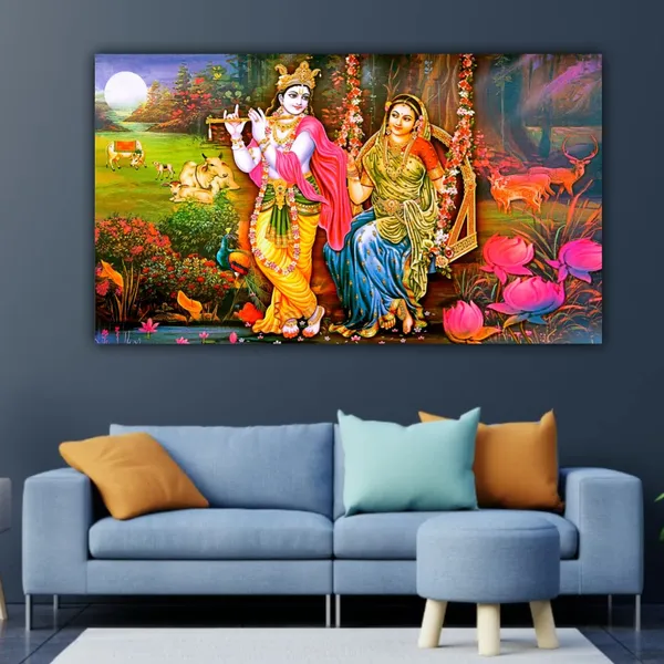 Multicolour_Beautiful_Madhubani_Radha_Krishna_Painting_With_Frame_For_Living_Room_Wall_Decor_Big_Size_Large_Photo_Home_Decoration_|_Bedroom_|_Office_Walls_(48_By_24_Inches)