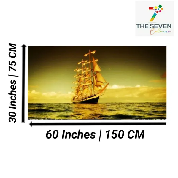 Multicolour_Beautiful_Sailing_Ship_In_Sunset_Canvas_Paintings_Big_Size_For_Living_Room_|_Bedroom_|_Office_Wall_(With_Frame)_(60_By_30_Inches)