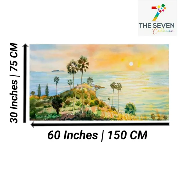 Multicolour_Beautiful_Trees_Near_River_Bank_Sunrise_Landscape_Paintings_Canvas_Abstract_Modern_Wall_Art_Decor_Big_Large_Size_Painting_For_Living_Room_(With_Frame)_(60_By_30_Inches)