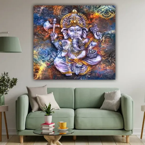 Multicolour_Beautiful_Ganesha_Painting_Multicoloured_Textured_Photo_Frame_Canvas_Abstract_Modern_Wall_Art_Decor_Ganesh_Ji_Painting_For_Living_Room_(With_Frame)_(24_By_24_Inches)