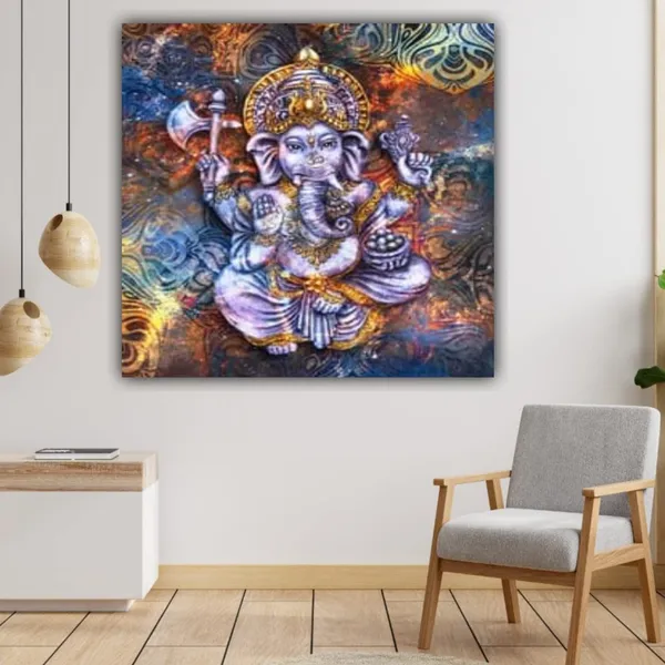 Multicolour_Beautiful_Ganesha_Painting_Multicoloured_Textured_Photo_Frame_Canvas_Abstract_Modern_Wall_Art_Decor_Ganesh_Ji_Painting_For_Living_Room_(With_Frame)_(24_By_24_Inches)