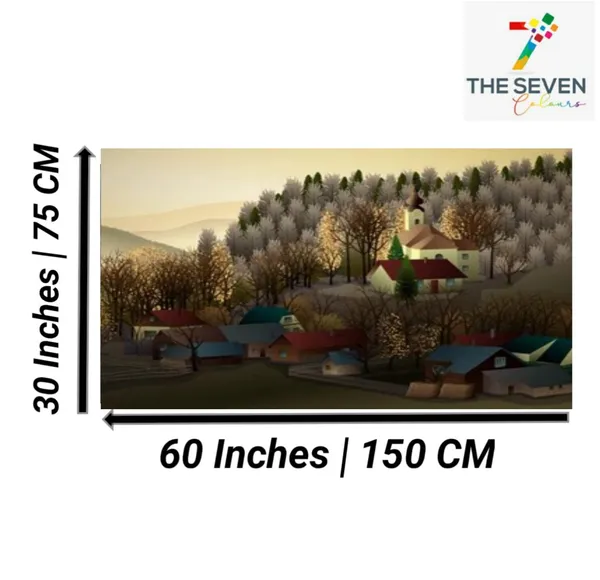 Multicolour_Beautiful_Village_Autumn_Landscape_Paintings_Canvas_Abstract_Modern_Wall_Art_Decor_Big_Large_Size_Painting_Frame_For_Living_Room_(With_Frame)_(60_By_30_Inches_|_150_By_75_Cm)