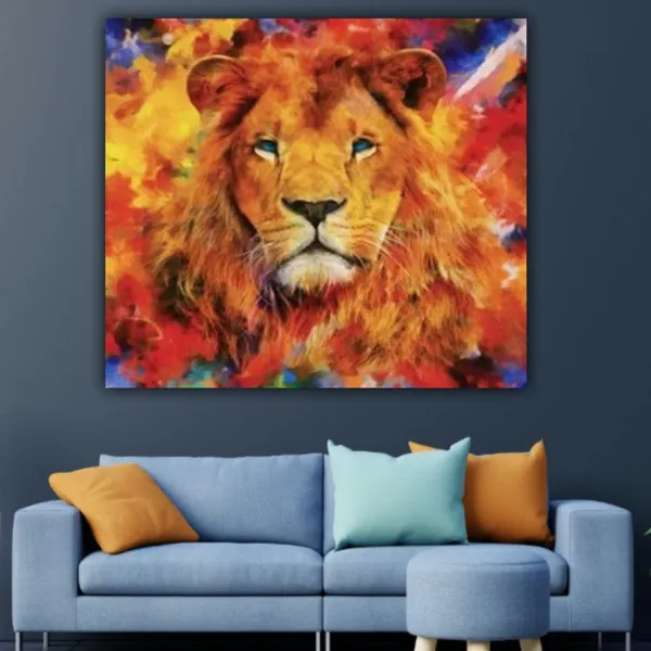 Multicolour_Beautiful_Lion_Painting_Canvas_For_Living_Room_|_Bedroom_|_Office_Walls_(With_Frame)_(24_By_24_Inches)