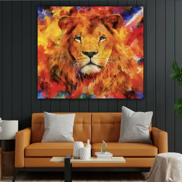 Multicolour_Beautiful_Lion_Painting_Canvas_For_Living_Room_|_Bedroom_|_Office_Walls_(With_Frame)_(24_By_24_Inches)