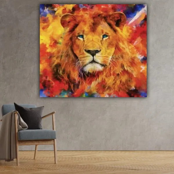 Multicolour_Beautiful_Lion_Painting_Canvas_For_Living_Room_|_Bedroom_|_Office_Walls_(With_Frame)_(24_By_24_Inches)