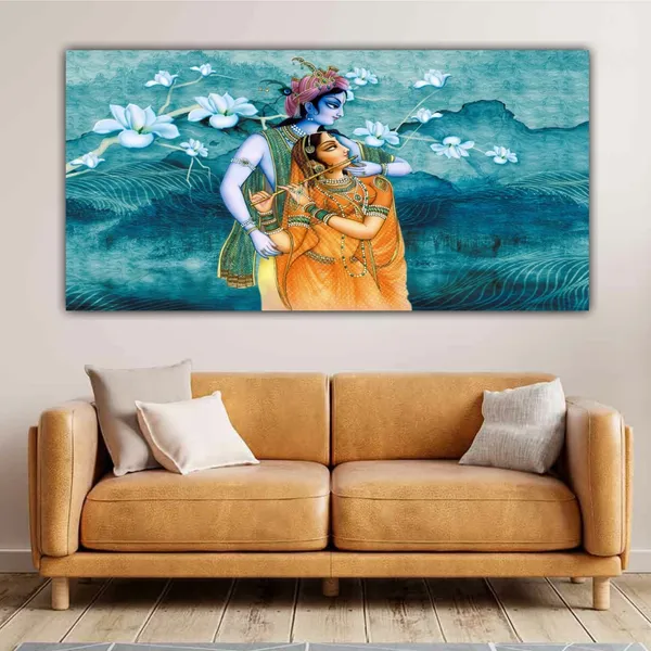 Multicolour_Beautiful_Madhubani_Radha_Krishna_Painting_With_Frame_For_Living_Room_Wall_Decor_Big_Size_Large_Photo_Home_Decoration_|_Bedroom_|_Office_Walls_(48_By_24_Inches)