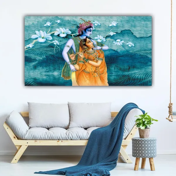 Multicolour_Beautiful_Madhubani_Radha_Krishna_Painting_With_Frame_For_Living_Room_Wall_Decor_Big_Size_Large_Photo_Home_Decoration_|_Bedroom_|_Office_Walls_(48_By_24_Inches)