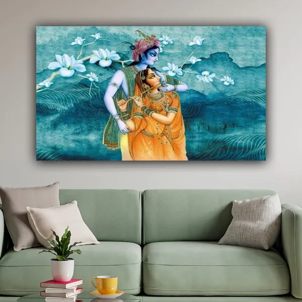 Multicolour_Beautiful_Madhubani_Radha_Krishna_Painting_With_Frame_For_Living_Room_Wall_Decor_Big_Size_Large_Photo_Home_Decoration_|_Bedroom_|_Office_Walls_(48_By_24_Inches)