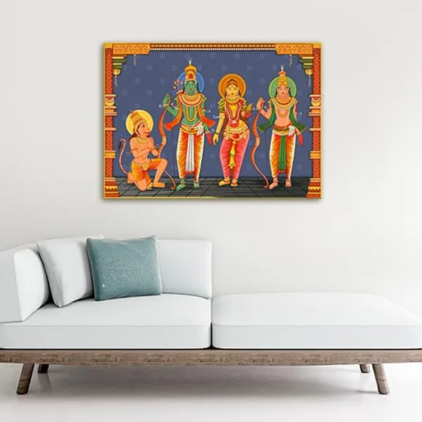 Multicolour_Beautiful_Lord_Sita_&_Ram_Ji_With_Hanuman_Painting_Canvas_Wall_Frame_Wall_Decor,_Big_Size_Canvas_Painting_With_Frame_|_Canvas_Painting_(Ready_To_Hang)_(30_By_20_Inches)