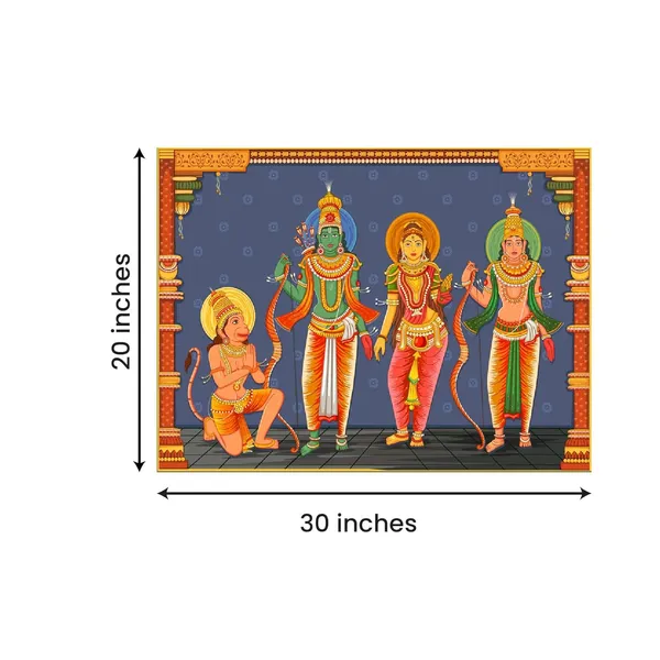 Multicolour_Beautiful_Lord_Sita_&_Ram_Ji_With_Hanuman_Painting_Canvas_Wall_Frame_Wall_Decor,_Big_Size_Canvas_Painting_With_Frame_|_Canvas_Painting_(Ready_To_Hang)_(30_By_20_Inches)