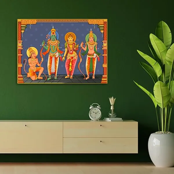Multicolour_Beautiful_Lord_Sita_&_Ram_Ji_With_Hanuman_Painting_Canvas_Wall_Frame_Wall_Decor,_Big_Size_Canvas_Painting_With_Frame_|_Canvas_Painting_(Ready_To_Hang)_(30_By_20_Inches)