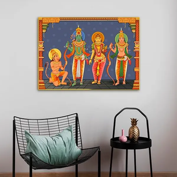 Multicolour_Beautiful_Lord_Sita_&_Ram_Ji_With_Hanuman_Painting_Canvas_Wall_Frame_Wall_Decor,_Big_Size_Canvas_Painting_With_Frame_|_Canvas_Painting_(Ready_To_Hang)_(30_By_20_Inches)