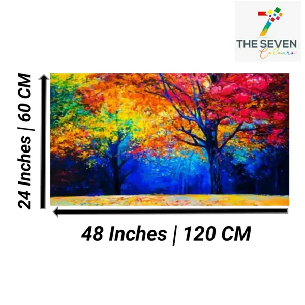 Multicolour_Beautiful_Colourful_Trees_Landscape_Paintings_Canvas_Abstract_Modern_Wall_Art_Decor_Big_Large_Size_Painting_For_Living_Room_(With_Frame)_(48_By_24_Inches)