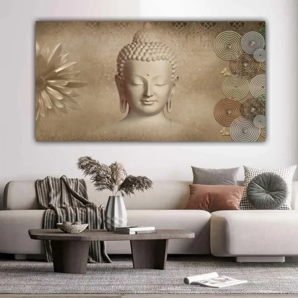Multicolour_Beautiful_Meditating_Buddha_Painting_Canvas_Abstract_Modern_Wall_Art_Decor_Big_Large_Size_Paintings_For_Living_Room_(With_Frame)_(48_By_24_Inches)