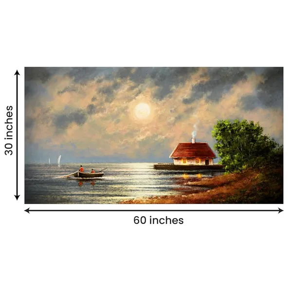 Multicolour_Beautiful_Boat_In_Ocean_Village_Home_Colorful_Canvas_Painting_Wall_Frame_Wall_Decor_|_Modern_Art_Canvas_Painting_(Ready_To_Hang)_(60_By_30_Inches)
