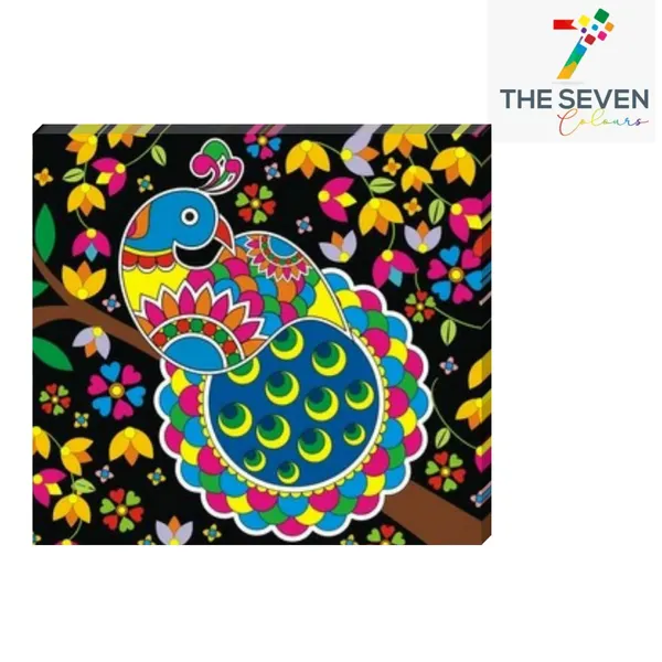 Multicolour_Beautiful_Peacock_Madhubani_Paintings_Canvas_Abstract_Modern_Wall_Art_Decor_Madhubani_Painting_For_Living_Room_|_Bedroom_|_Office_Walls_(With_Frame)_(24_By_24_Inches)