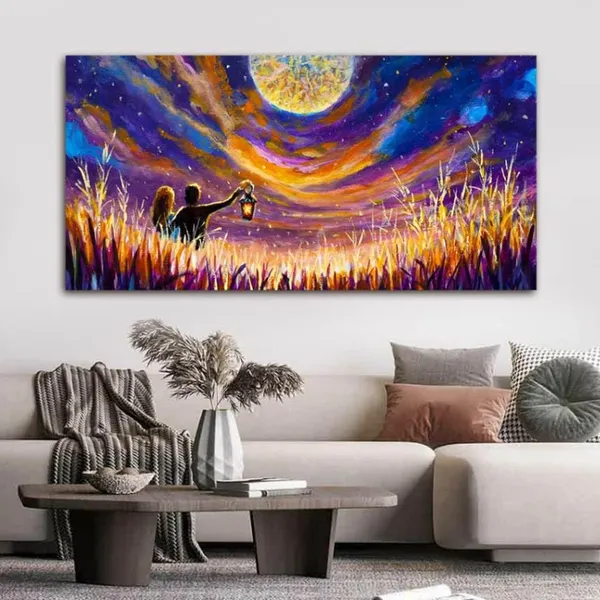 Multicolour_Landscape_Couples_Canvas_Painting_Wall_Frame_Wall_Decors_For_Living_Room_|_Couples_In_Night_Sky_Painting_(Ready_To_Hang)_(48_By_24_Inches)
